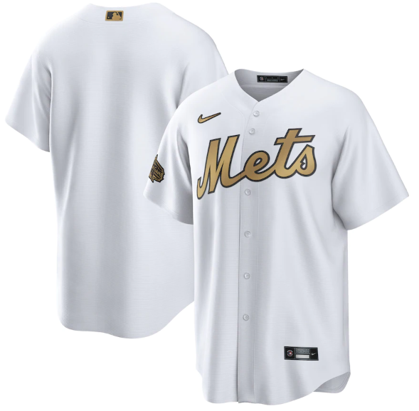 Men's New York Mets Blank 2022 All-Star White Cool Base Stitched Baseball Jersey